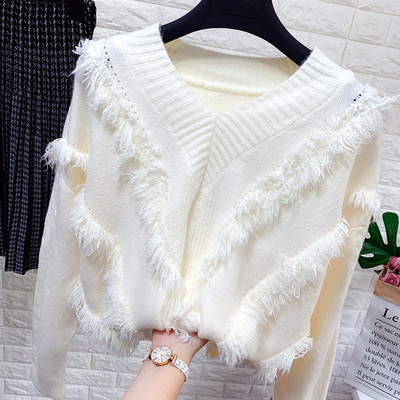 Γυναικείο πλεκτό πουλόβερ με λαιμόκοψη - διάφορα χρώματα