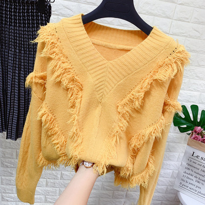 Γυναικείο πλεκτό πουλόβερ με λαιμόκοψη - διάφορα χρώματα