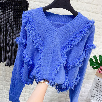 Γυναικείο πλεκτό πουλόβερ με λαιμόκοψη - διάφορα χρώματα