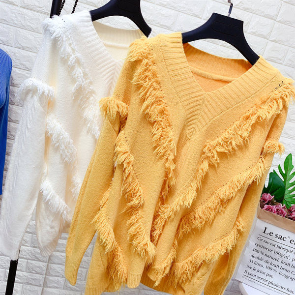 Γυναικείο πλεκτό πουλόβερ με λαιμόκοψη - διάφορα χρώματα