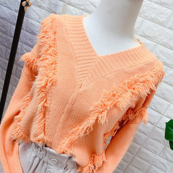 Γυναικείο πλεκτό πουλόβερ με λαιμόκοψη - διάφορα χρώματα