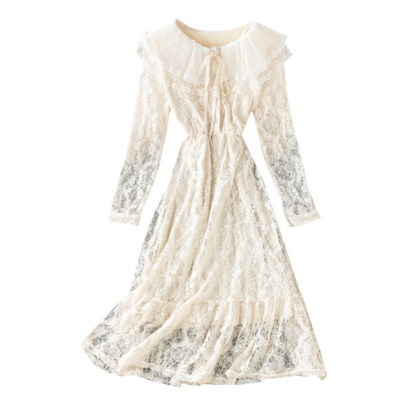 Modern női csipkeruha fűzős és hosszú ujjú három színben