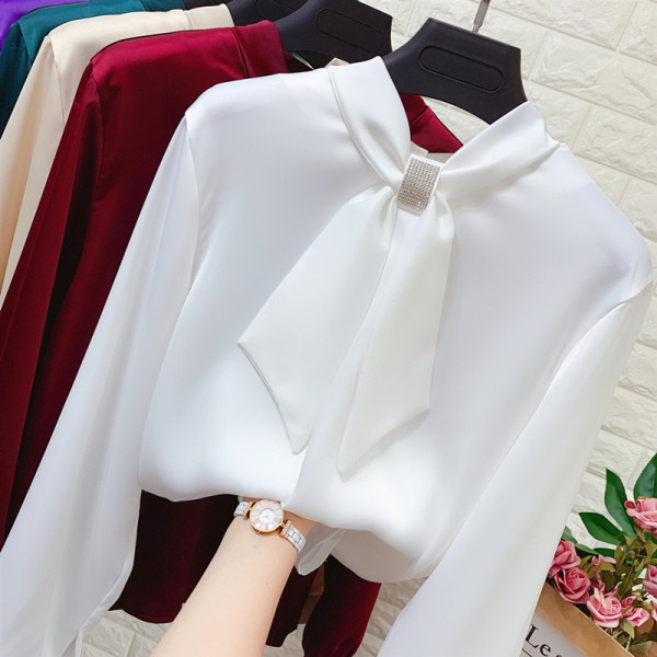 Elegáns női sifon blúz nyakkendővel több színben