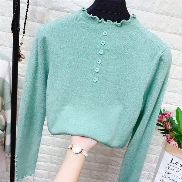 Μοντέρνο γυναικείο πουλόβερ με κουμπιά - σε διάφορα χρώματα
