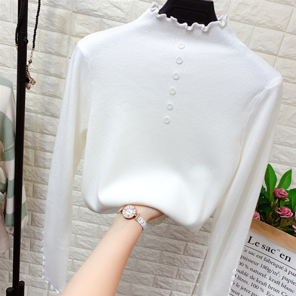 Μοντέρνο γυναικείο πουλόβερ με κουμπιά - σε διάφορα χρώματα