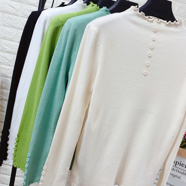 Μοντέρνο γυναικείο πουλόβερ με κουμπιά - σε διάφορα χρώματα