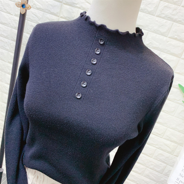 Μοντέρνο γυναικείο πουλόβερ με κουμπιά - σε διάφορα χρώματα