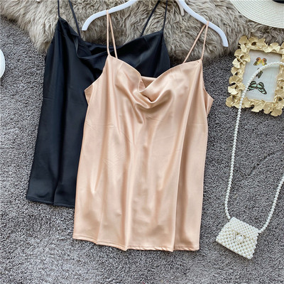 Modern női szatén felső, vékony pántokkal, négy színben