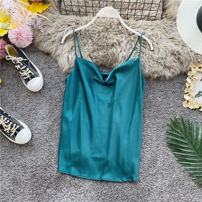 Modern női szatén felső, vékony pántokkal, négy színben