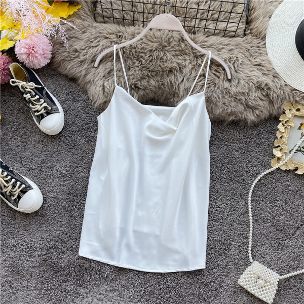 Modern női szatén felső, vékony pántokkal, négy színben