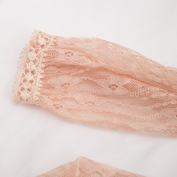 Μοντέρνο γυναικείο φόρεμα ς σε μπεζ και ροζ χρώμα  με δαντέλα