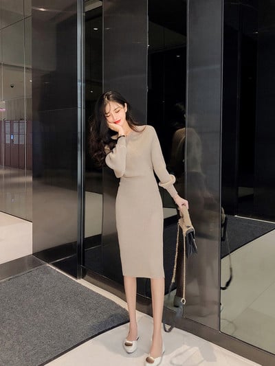 Női kötött blúz és szoknya szett több színben