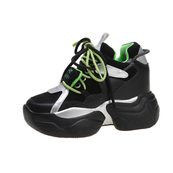 Női sport- és alkalmi tornacipő magas talppal és színes nyakkendőkkel