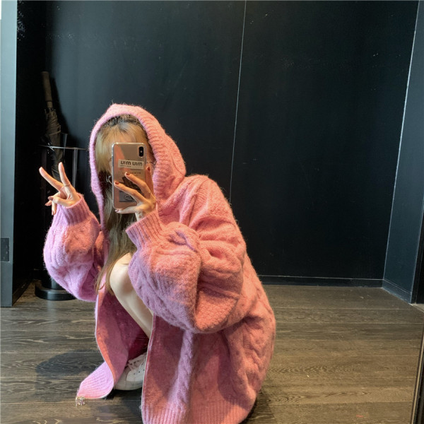 Női topikus hosszú kardigán három színben kapucnival