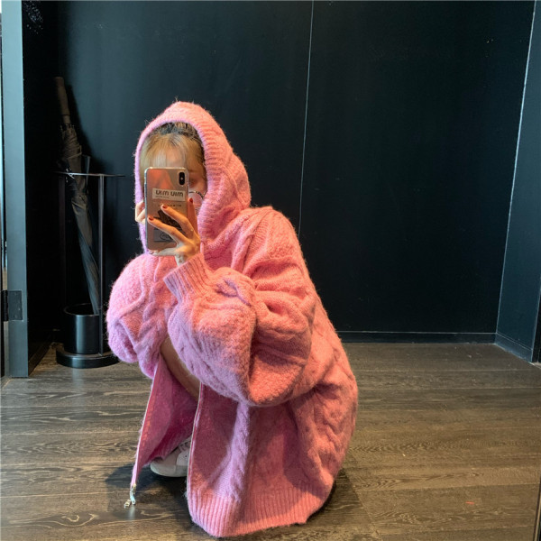 Női topikus hosszú kardigán három színben kapucnival