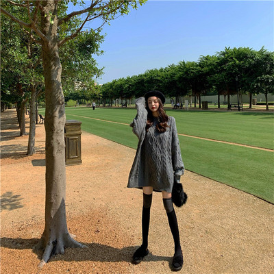 Női aktuális kötött ruha több színben, hosszú ujjal