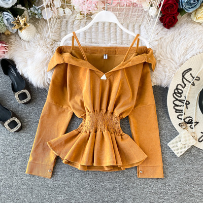 Γυναικεία μπλούζα με γυμνούς ώμους και ελαστική μέση σε διάφορα χρώματα