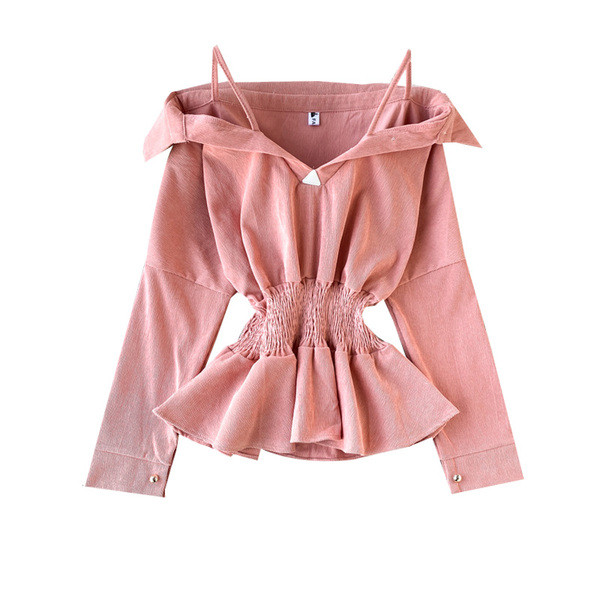 Γυναικεία μπλούζα με γυμνούς ώμους και ελαστική μέση σε διάφορα χρώματα