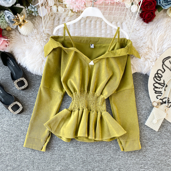 Γυναικεία μπλούζα με γυμνούς ώμους και ελαστική μέση σε διάφορα χρώματα