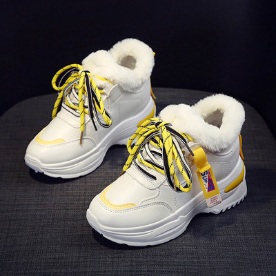 Női téli tornacipő magas talppal, puha béléssel, három színben