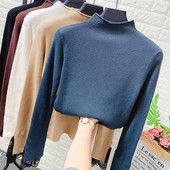 Γυναικείο πουλόβερ με δαντέλα με κολάρο σε διάφορα χρώματα