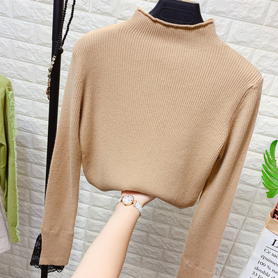 Γυναικείο πουλόβερ με δαντέλα με κολάρο σε διάφορα χρώματα