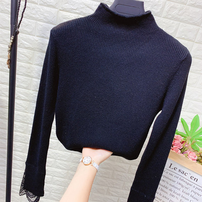 Γυναικείο πουλόβερ με δαντέλα με κολάρο σε διάφορα χρώματα