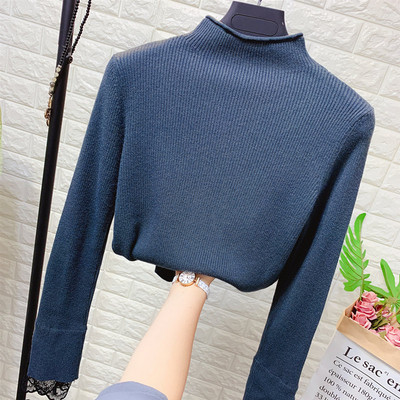 Γυναικείο πουλόβερ με δαντέλα με κολάρο σε διάφορα χρώματα