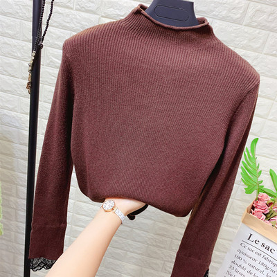 Γυναικείο πουλόβερ με δαντέλα με κολάρο σε διάφορα χρώματα