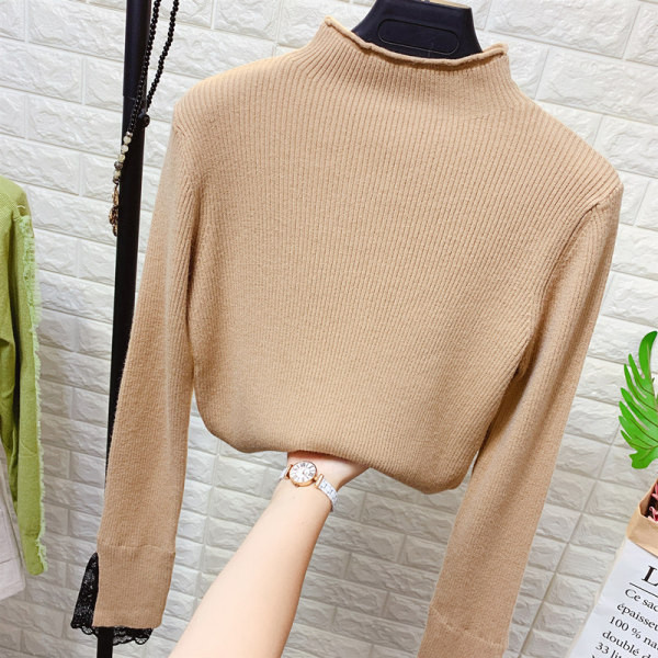 Γυναικείο πουλόβερ με δαντέλα με κολάρο σε διάφορα χρώματα