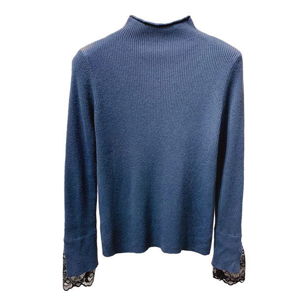 Γυναικείο πουλόβερ με δαντέλα με κολάρο σε διάφορα χρώματα