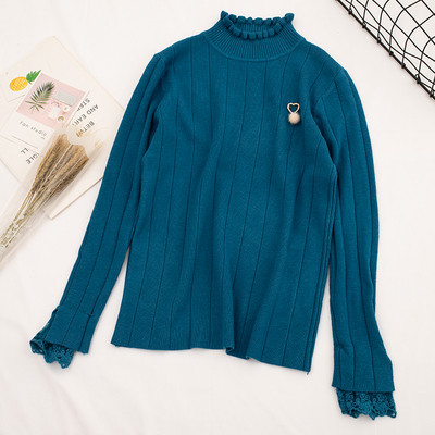 Alkalmi női blúz magas gallérral és csipkével, hat színben