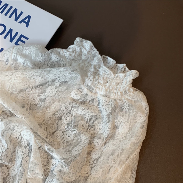 Női aktuális csipke blúz magas gallérral