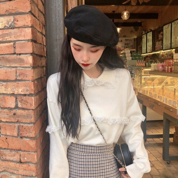 Γυναικεία κορυφή μπλούζα σε ροζ και λευκό χρώμα με μακριά μανίκια