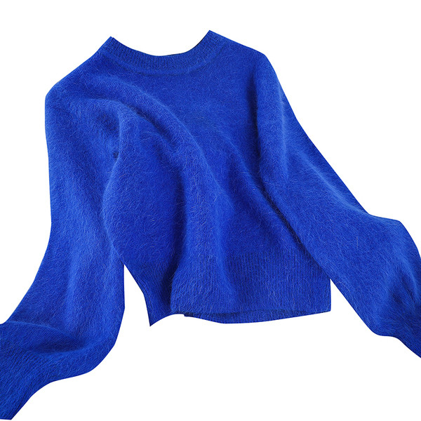 Νέο μοντέλο γυναικείο πουλόβερ σε τέσσερα χρώματα με οβάλ ντεκολτέ και μακρύ μανίκι