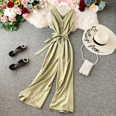 Κομψές γυναικείες ολοσομες φόρμες με κουμπιά και κορδόνια σε τέσσερα χρώματα