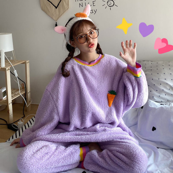 Női pizsama széles modell lila színben