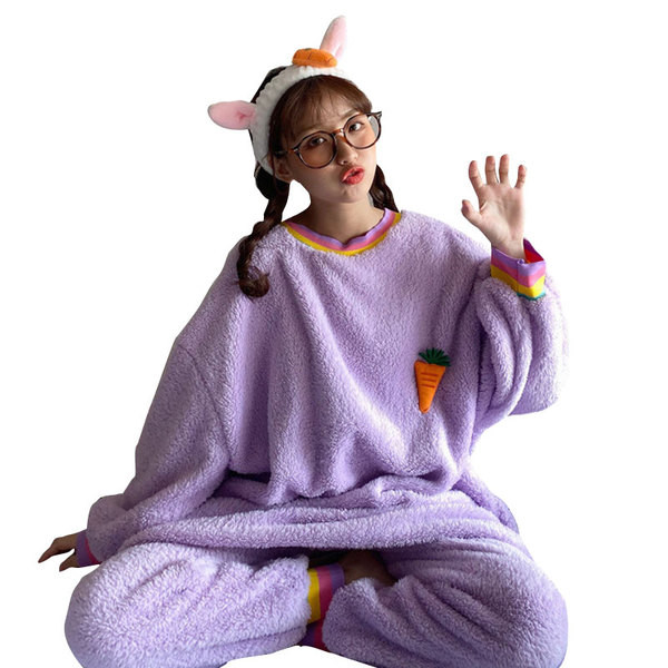 Női pizsama széles modell lila színben