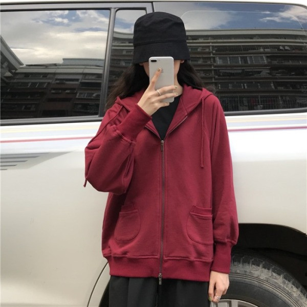 Γυναικέιο φούερ σε δύο χρώματα με κουκούλα και κουμπιά