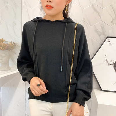 Γυναικείο πουλόβερ με κουκούλα και μακρύ μανίκι σε διάφορα χρώματα