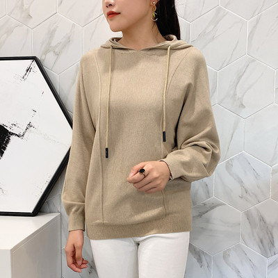 Γυναικείο πουλόβερ με κουκούλα και μακρύ μανίκι σε διάφορα χρώματα