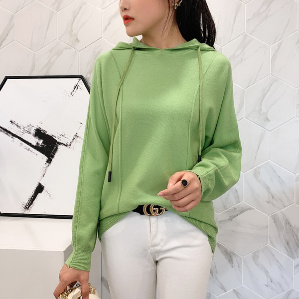 Γυναικείο πουλόβερ με κουκούλα και μακρύ μανίκι σε διάφορα χρώματα