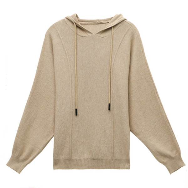 Γυναικείο πουλόβερ με κουκούλα και μακρύ μανίκι σε διάφορα χρώματα