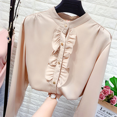 Formális női ing gombokkal és kerek nyakkivágással több színben