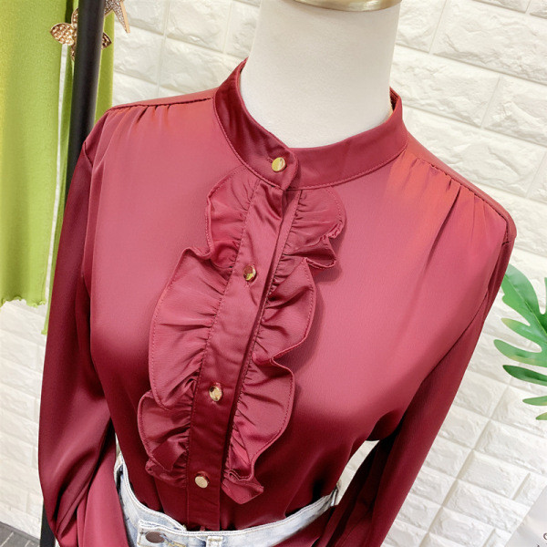 Formális női ing gombokkal és kerek nyakkivágással több színben