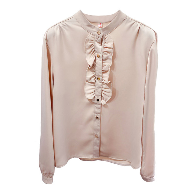 Formális női ing gombokkal és kerek nyakkivágással több színben