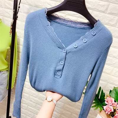 Νέο μοντέλο καθημερινή γυναικεία μπλούζα από δαντέλα και κουμπιά με λαιμόκοψη σε διάφορα χρώματα