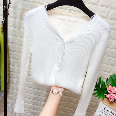 Νέο μοντέλο καθημερινή γυναικεία μπλούζα από δαντέλα και κουμπιά με λαιμόκοψη σε διάφορα χρώματα