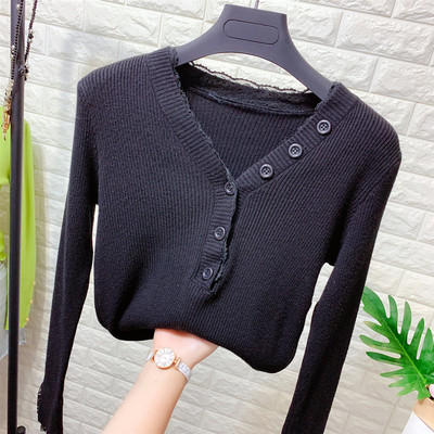 Νέο μοντέλο καθημερινή γυναικεία μπλούζα από δαντέλα και κουμπιά με λαιμόκοψη σε διάφορα χρώματα