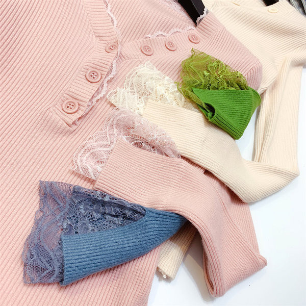 Νέο μοντέλο καθημερινή γυναικεία μπλούζα από δαντέλα και κουμπιά με λαιμόκοψη σε διάφορα χρώματα